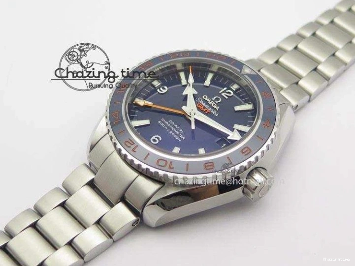 1218 Planet Ocean GMT 43.5mm V6F Goodplanet Orange Marker Blue Dial On SS Bracelet A ModernLook 8215